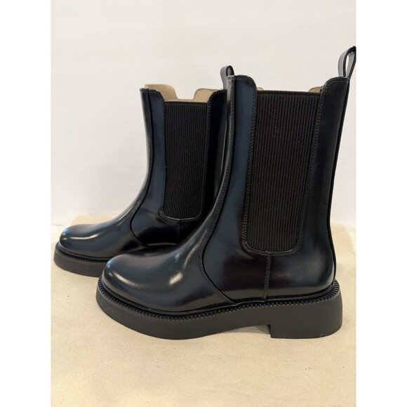 ZARA Women Chunky Sole Black Faux Leather Chelsea Ankle Boots US 8 EUR 39 - Picture 8 of 13